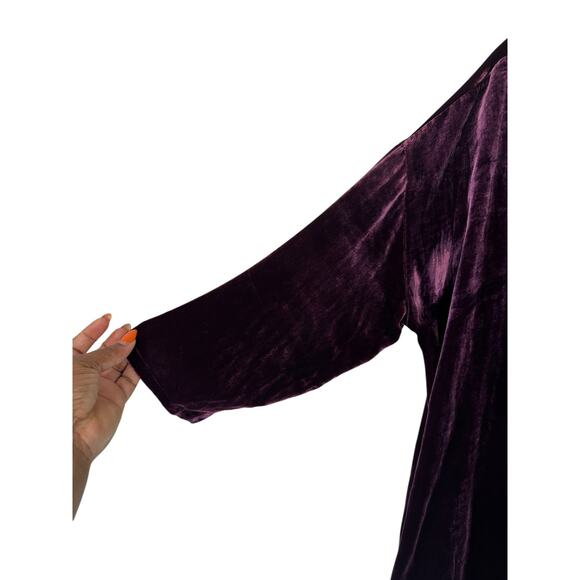 Eileen Fisher Purple Velvet Witchy Whimsigoth Dark Romantic Silk Dress Size M - Picture 4 of 12